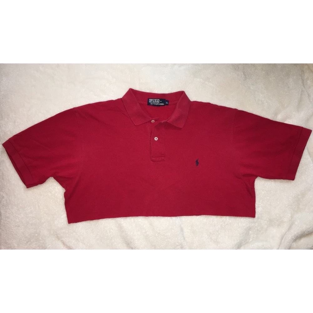 Vintage Ralph Lauren Polo raw hem crop top shirt